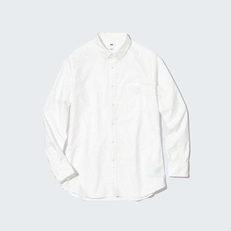 White Uniqlo Oxford Slim-fit Long-sleeve Men Shirts | 6446905