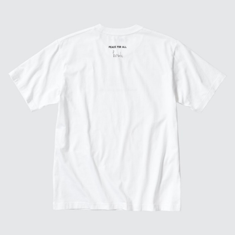 White Uniqlo PEACE FOR ALL Short-Sleeve Graphic Haruki Murakami Women T Shirts | 5072269