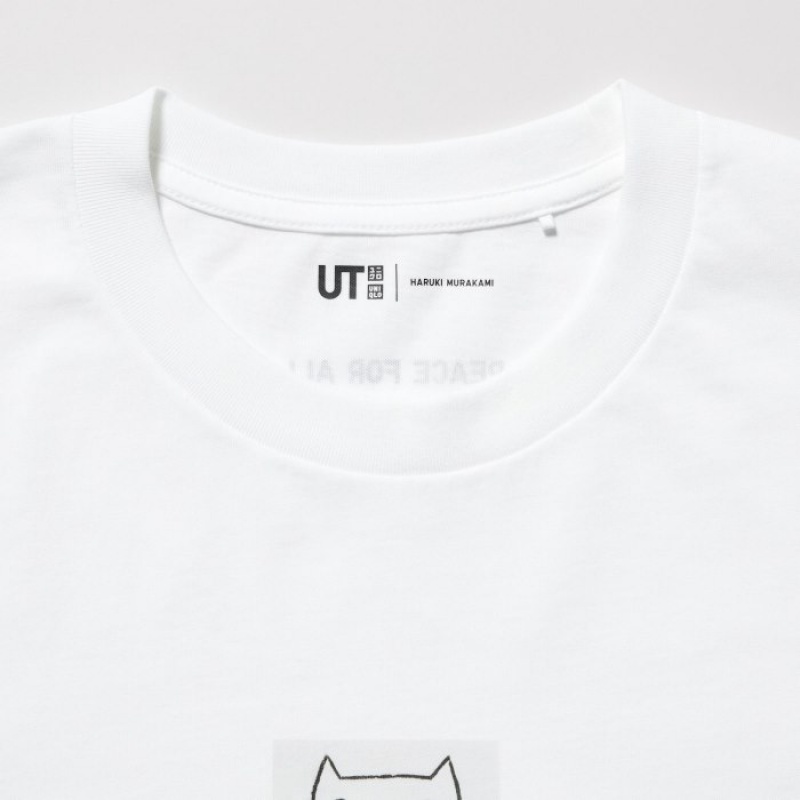 White Uniqlo PEACE FOR ALL Short-Sleeve Graphic Haruki Murakami Women T Shirts | 5072269