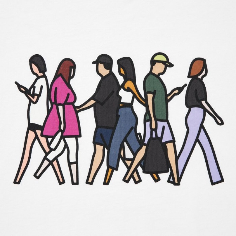 White Uniqlo PEACE FOR ALL Short-Sleeve Graphic Julian Opie Women T Shirts | 1214819