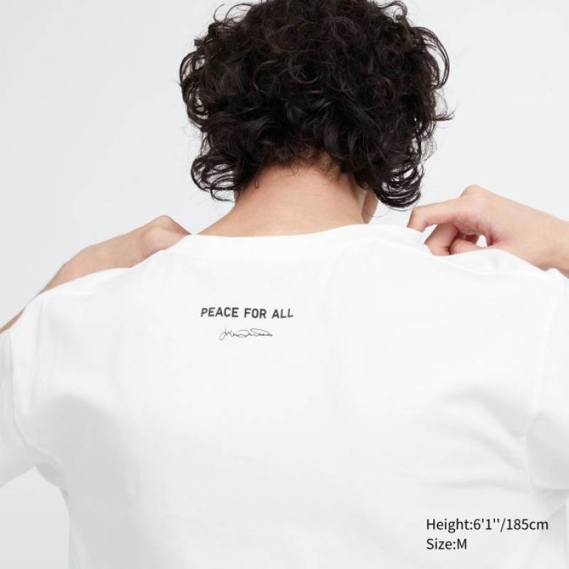 White Uniqlo PEACE FOR ALL Short-Sleeve Graphic Julian Opie Women T Shirts | 1214819