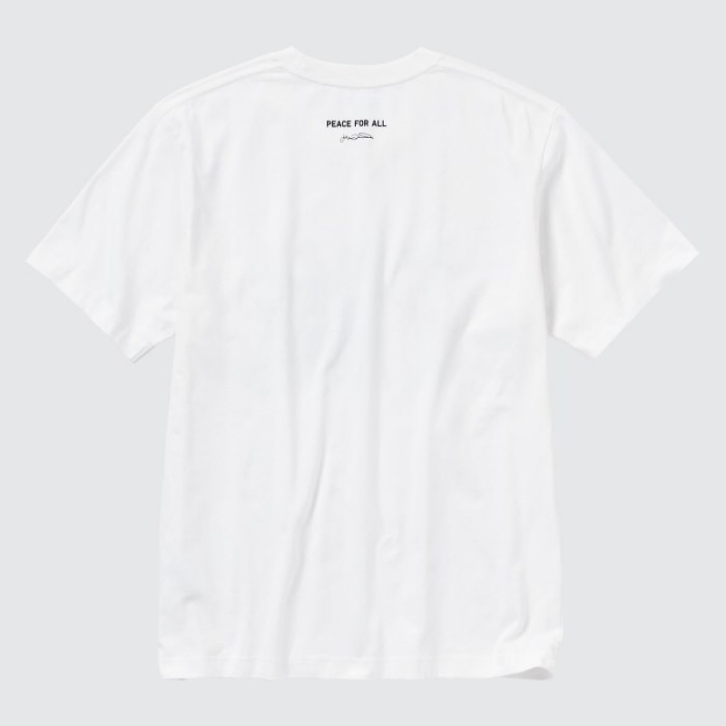 White Uniqlo PEACE FOR ALL Short-Sleeve Graphic Julian Opie Women T Shirts | 1214819