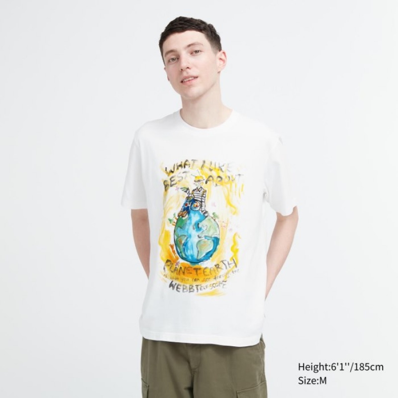 White Uniqlo PEACE FOR ALL Short-Sleeve Graphic Francesco Risso Women T Shirts | 781835
