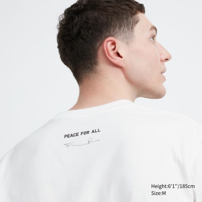 White Uniqlo PEACE FOR ALL Short-Sleeve Graphic Francesco Risso Women T Shirts | 781835