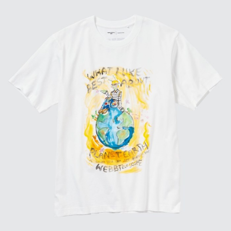 White Uniqlo PEACE FOR ALL Short-Sleeve Graphic Francesco Risso Women T Shirts | 781835
