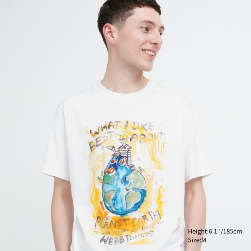 White Uniqlo PEACE FOR ALL Short-Sleeve Graphic Francesco Risso Women T Shirts | 781835