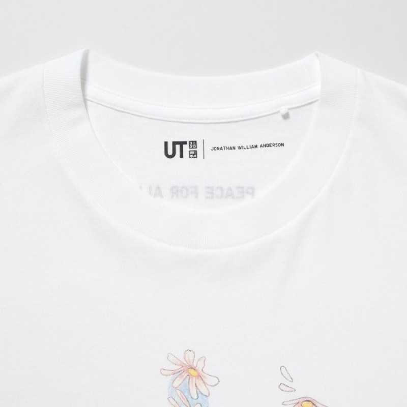 White Uniqlo PEACE FOR ALL Short-Sleeve Graphic JW Anderson Women T Shirts | 5599482