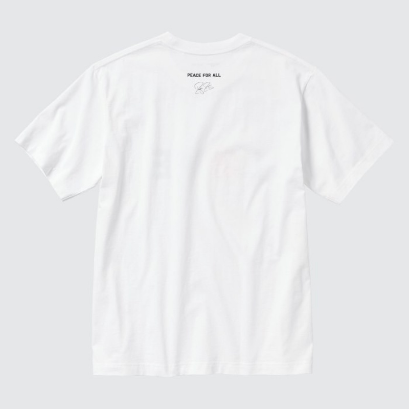 White Uniqlo PEACE FOR ALL Short-Sleeve Graphic Roger Federer Women T Shirts | 8537371