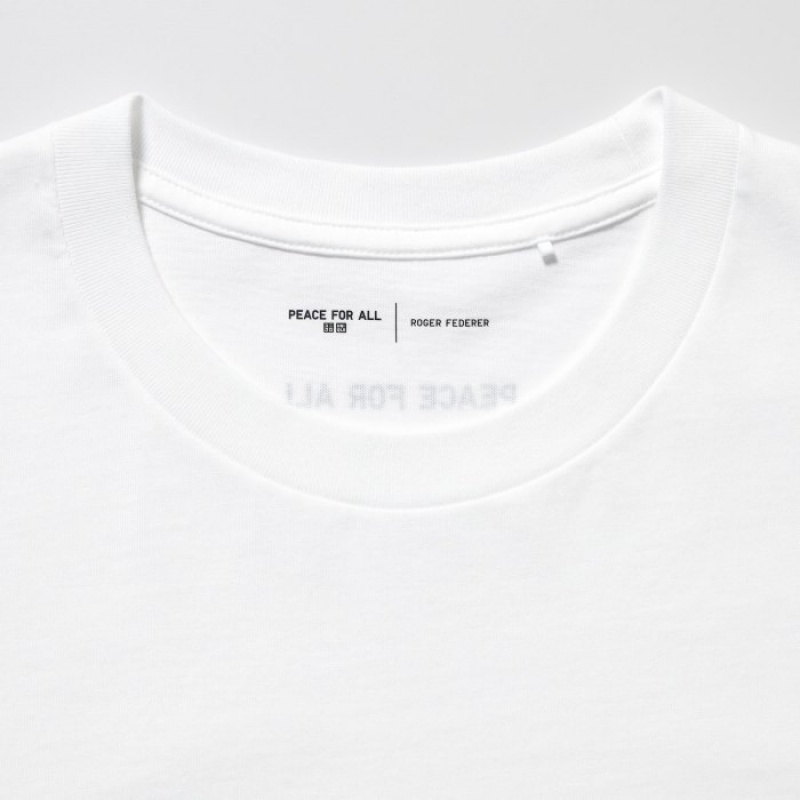 White Uniqlo PEACE FOR ALL Short-Sleeve Graphic Roger Federer Women T Shirts | 8537371