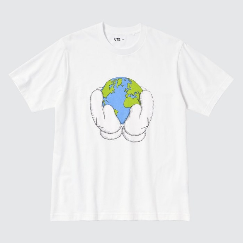 White Uniqlo PEACE FOR ALL Short-Sleeve Graphic Kaws Women T Shirts | 2467945