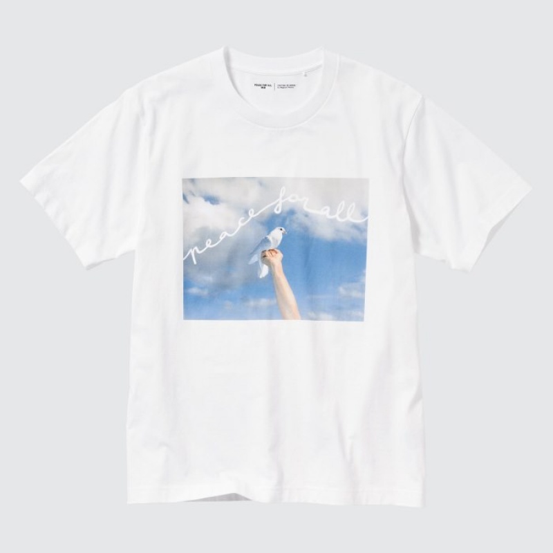 White Uniqlo PEACE FOR ALL Short-Sleeve Graphic Magnum Photos Women T Shirts | 4504337