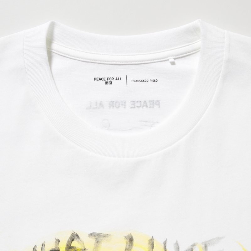 White Uniqlo Peace For All Francesco Risso Short-sleeve Graphic Men T Shirts | 7186410