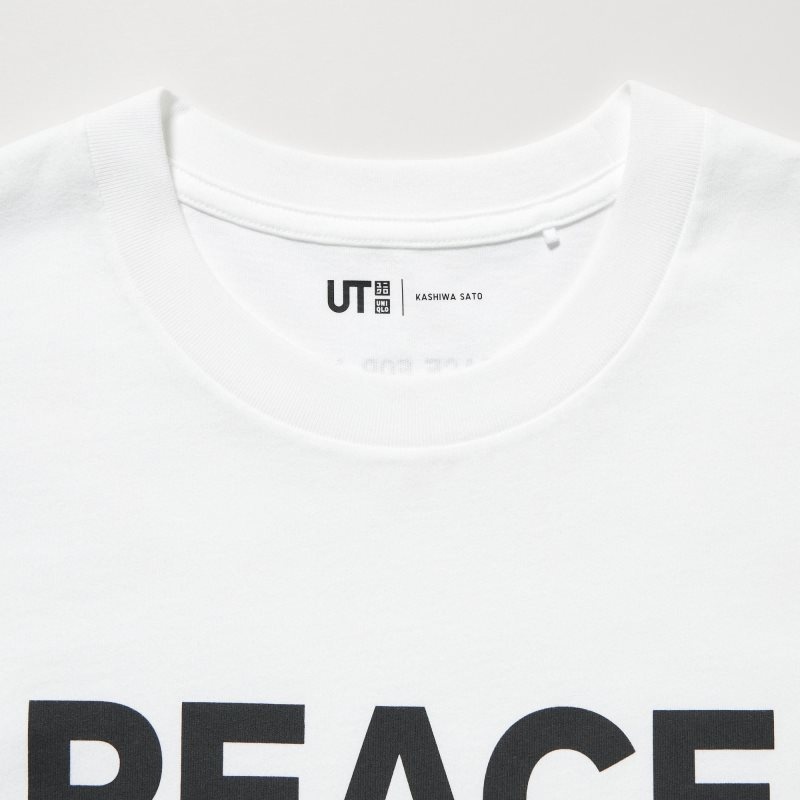 White Uniqlo Peace For All Kashiwa Sato Short-sleeve Graphic Men T Shirts | 9293974