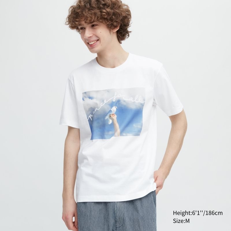 White Uniqlo Peace For All Magnum Photos Short-sleeve Graphic Men T Shirts | 7236922