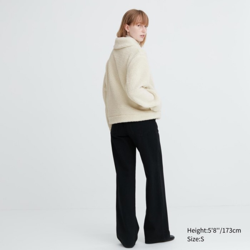 White Uniqlo Pile-Lined Fleece Women Jackets | 975029