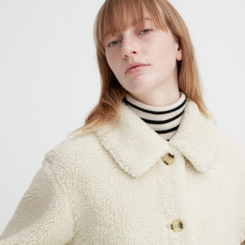 White Uniqlo Pile-Lined Fleece Women Jackets | 975029