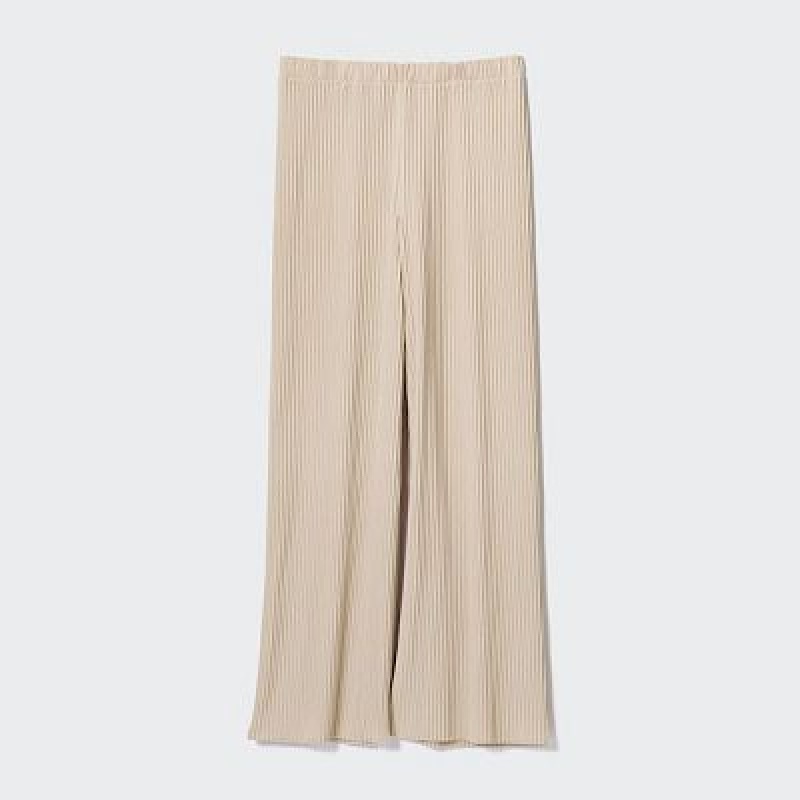 White Uniqlo Pleated Straight Women Pants | 137605