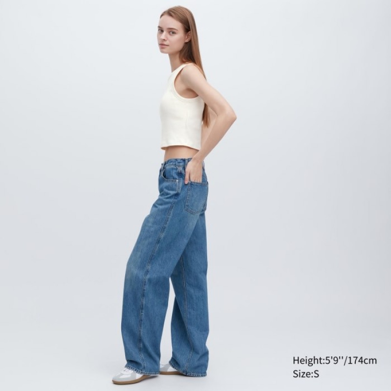 White Uniqlo Ribbed Cropped Sleeveless Women Tank Top | 769821