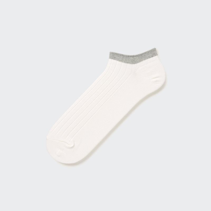White Uniqlo Ribbed Short Men Socks | 8364325
