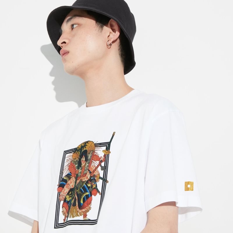 White Uniqlo Shochiku Kabuki Ut Short-sleeve Graphic Men T Shirts | 7704868