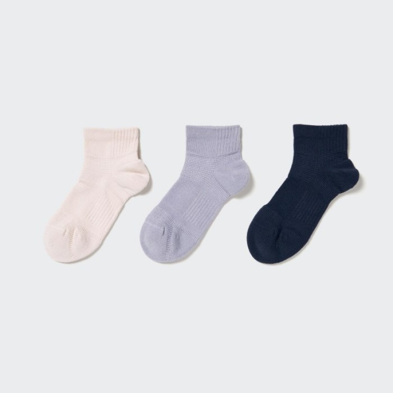 White Uniqlo Short 3 Pack Sports/Piled Women Socks | 2313073