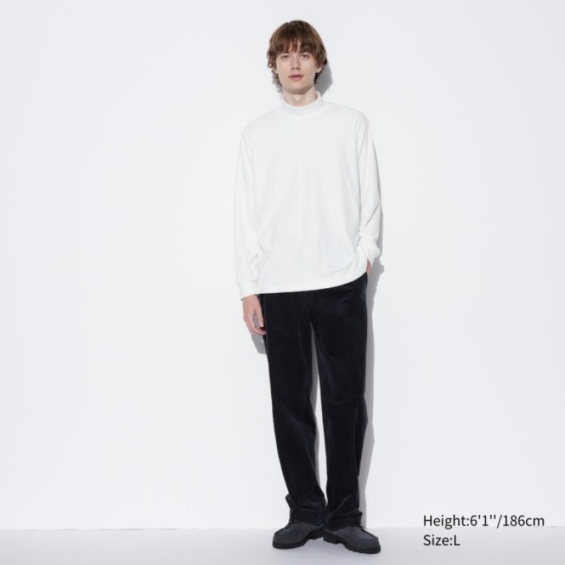 White Uniqlo Smooth Fleece Mock Neck Long-Sleeve Women T Shirts | 2336839