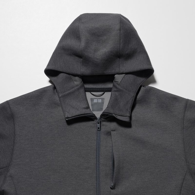 White Uniqlo Stretch Dry Sweat Long-sleeve Full-zip Men Hoodie | 2350602
