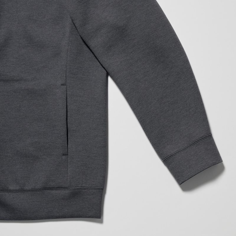 White Uniqlo Stretch Dry Sweat Long-sleeve Full-zip Men Hoodie | 2350602