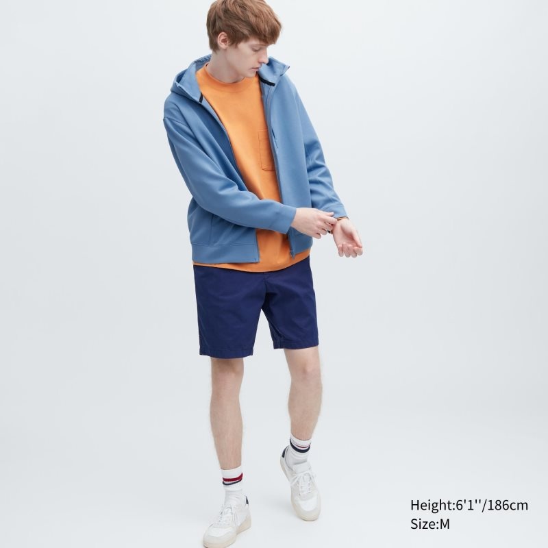 White Uniqlo Stretch Dry Sweat Long-sleeve Full-zip Men Hoodie | 2350602