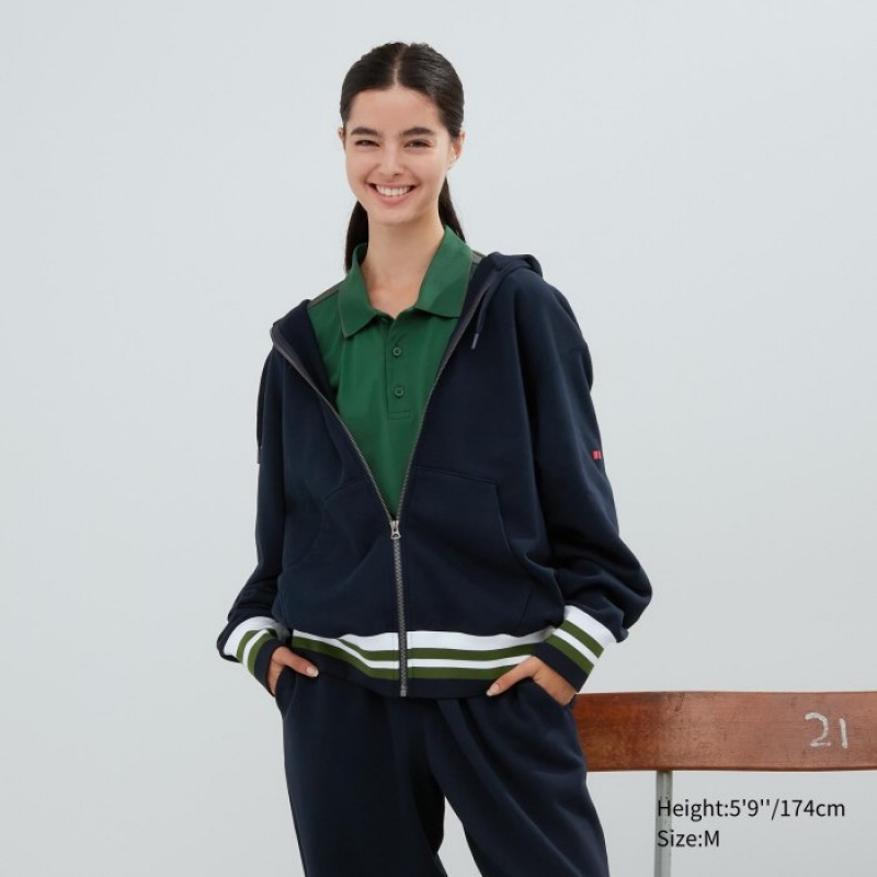 White Uniqlo Sweat Full-zip Women Hoodie | 6120004