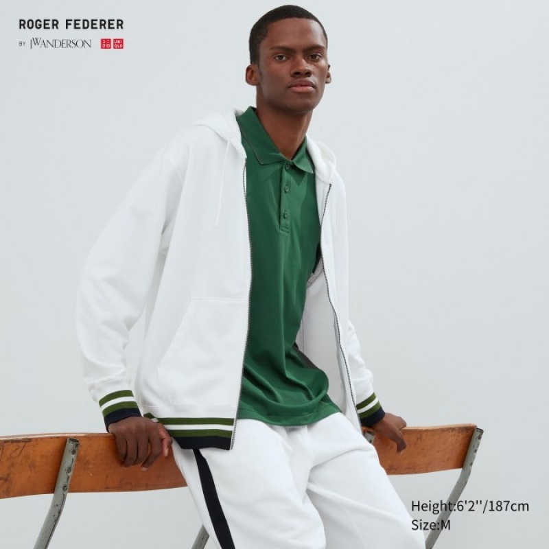 White Uniqlo Sweat Full-zip Women Hoodie | 6120004
