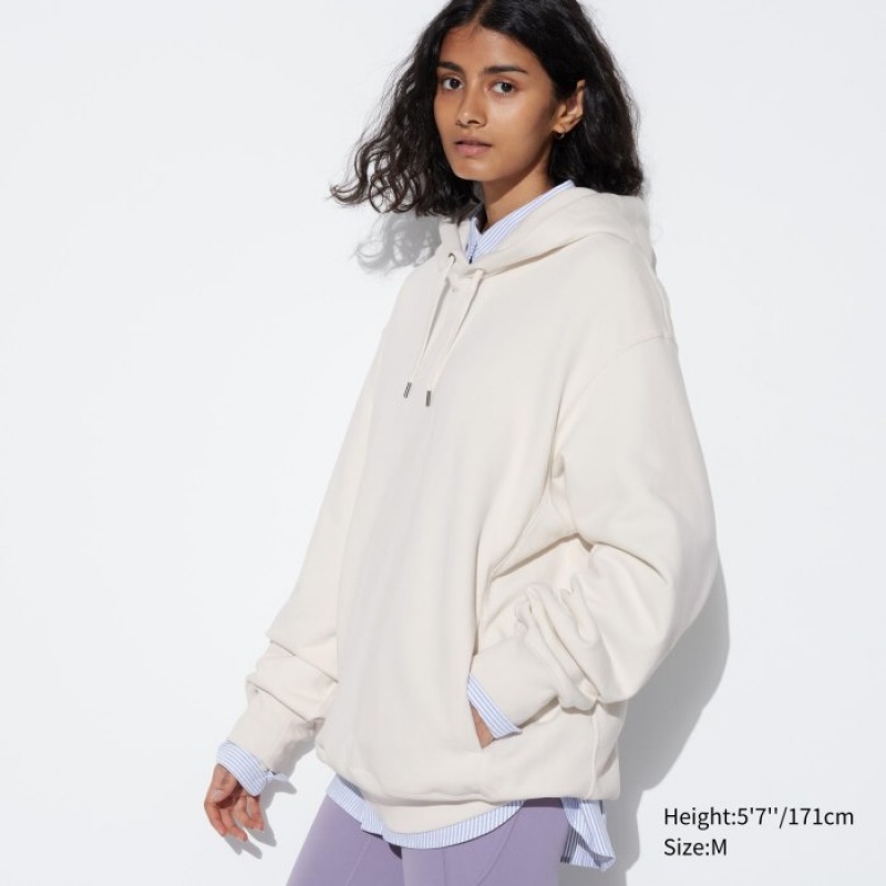 White Uniqlo Sweat Pullover Women Hoodie | 3769424