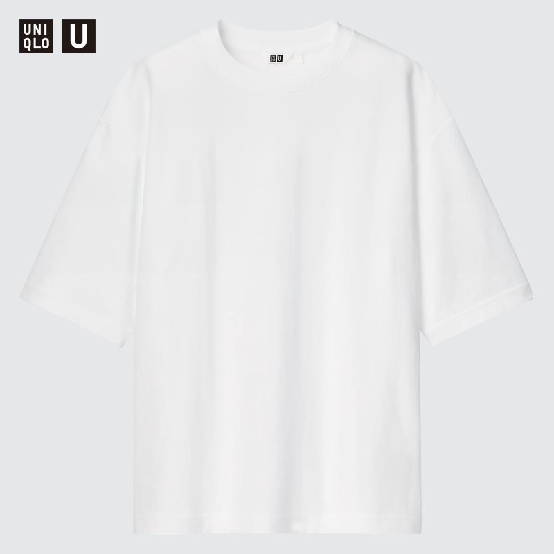 White Uniqlo U AIRism Cotton Oversized Crew Neck Half-Sleeve Men T Shirts | 8581982
