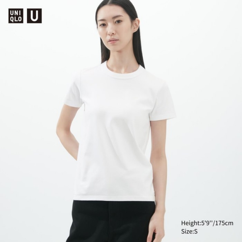 White Uniqlo U Crew Neck Short-sleeve Women T Shirts | 615469