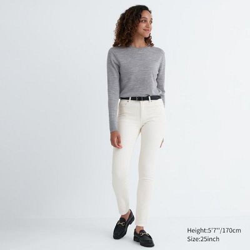 White Uniqlo Ultra Stretch Women Jeans | 1379385