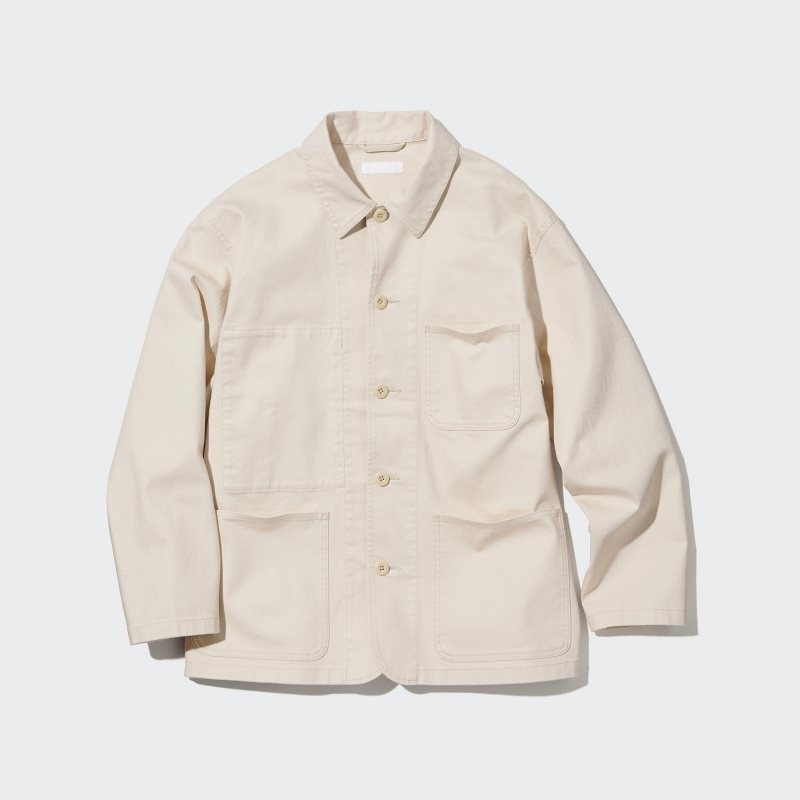 White Uniqlo Utility Denim Men Jackets | 71699
