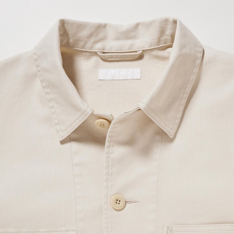 White Uniqlo Utility Denim Men Jackets | 71699