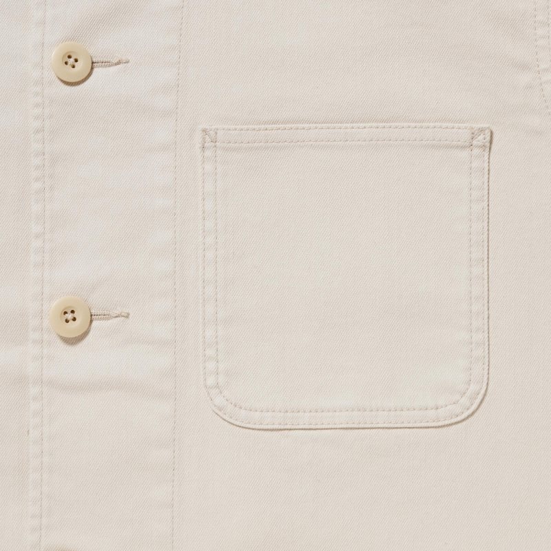 White Uniqlo Utility Denim Men Jackets | 71699