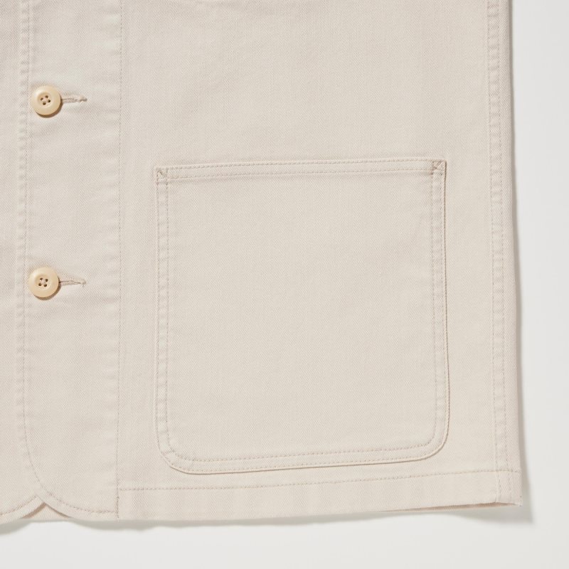 White Uniqlo Utility Denim Men Jackets | 71699
