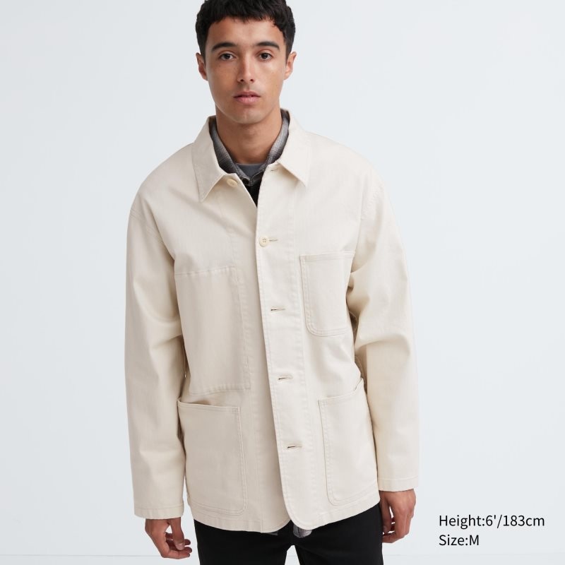 White Uniqlo Utility Denim Men Jackets | 71699