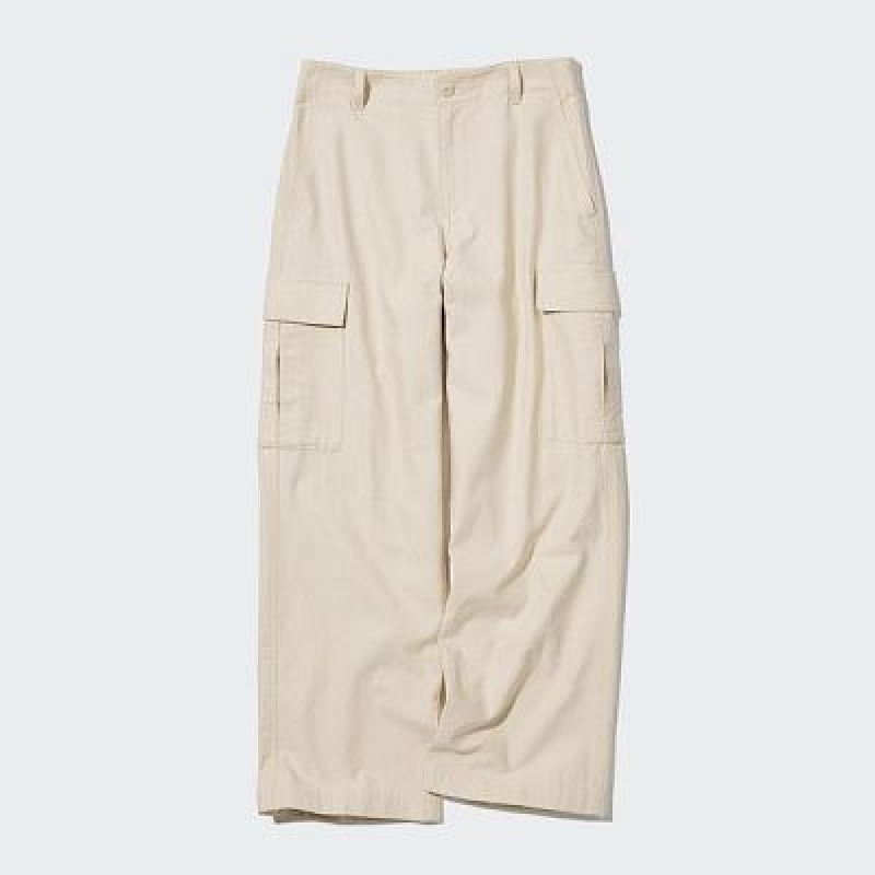 White Uniqlo Wide Straight Cargo Women Pants | 7173003