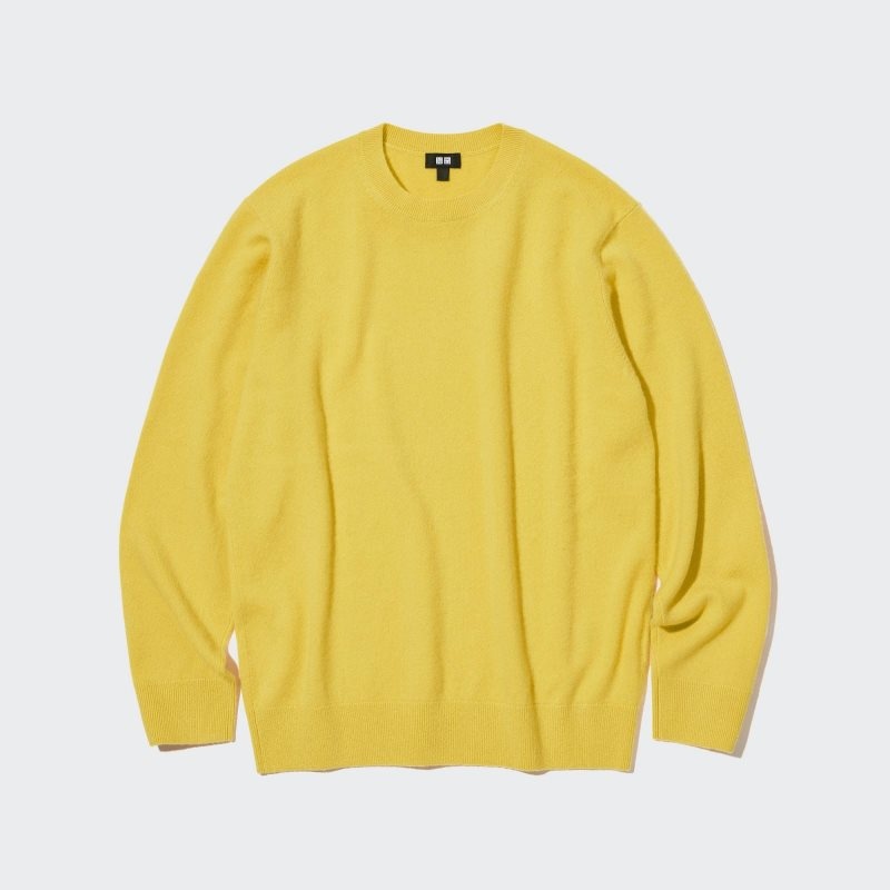 Yellow Uniqlo Cashmere Crew Neck Long-sleeve Men Sweaters | 4425230
