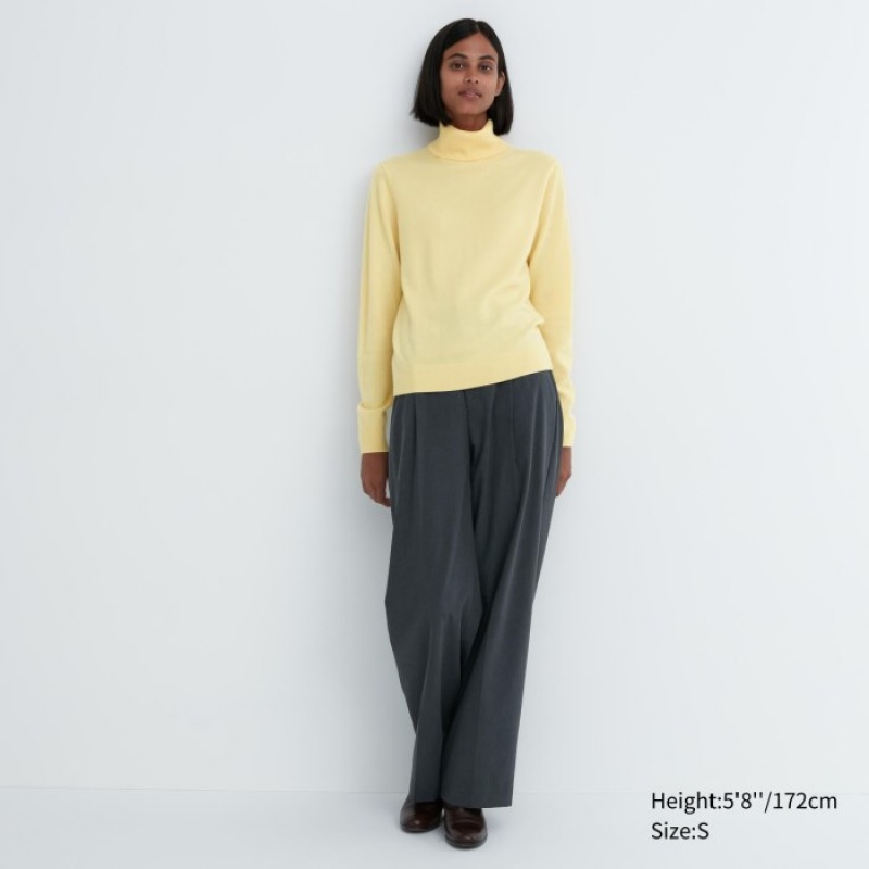 Yellow Uniqlo Cashmere Turtleneck Women Sweaters | 2766884
