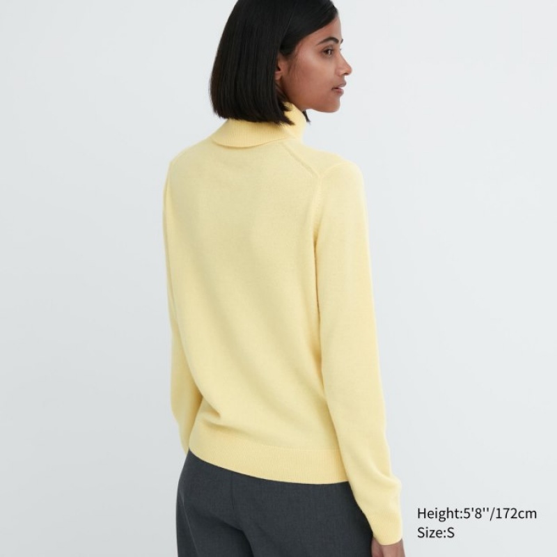 Yellow Uniqlo Cashmere Turtleneck Women Sweaters | 2766884
