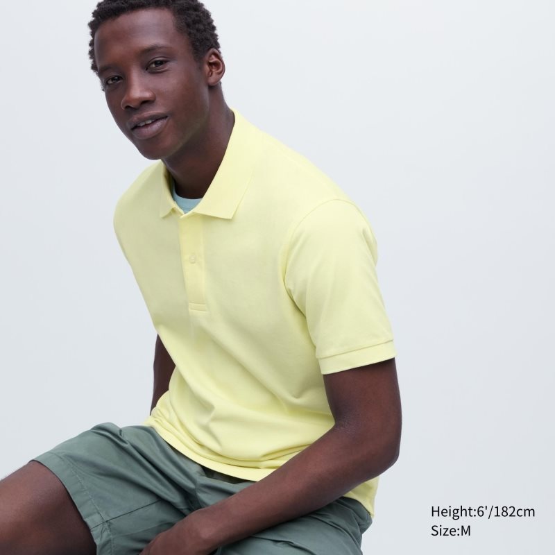 Yellow Uniqlo Dry Pique Short-sleeve Men Polo Shirts | 6207848