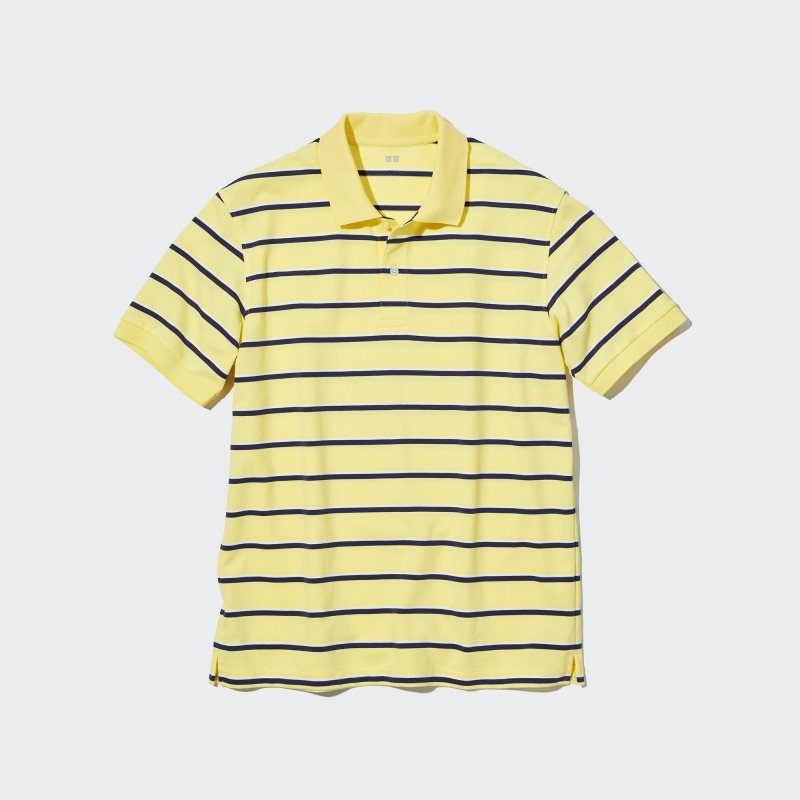 Yellow Uniqlo Dry Pique Striped Short-sleeve Men Polo Shirts | 7086676