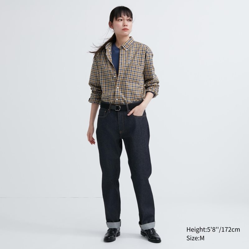Yellow Uniqlo Extra Fine Cotton Broadcloth Checked Long-sleeve Men Shirts | 8133829
