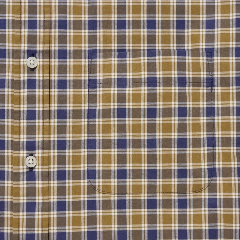 Yellow Uniqlo Extra Fine Cotton Broadcloth Checked Long-sleeve Men Shirts | 8133829