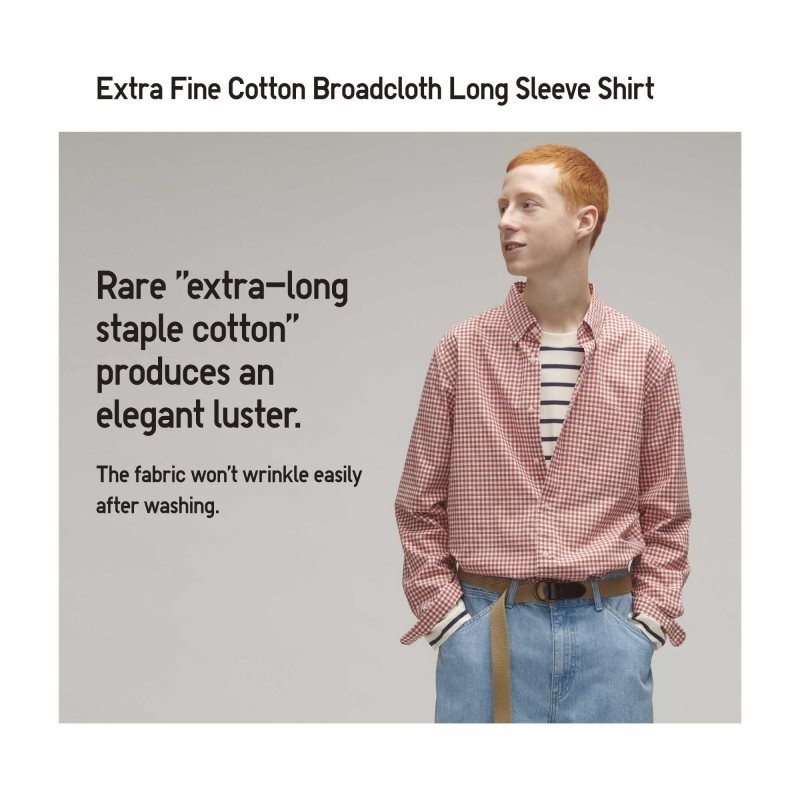 Yellow Uniqlo Extra Fine Cotton Broadcloth Long-sleeve Men Shirts | 2989134