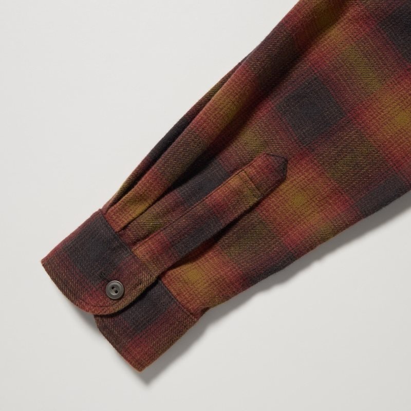 Yellow Uniqlo Flannel Checked Long-sleeve Men Shirts | 3168046